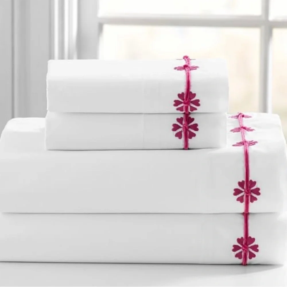 Pottery Barn Kids | Set of 2 Eliza Velvet Cuff Pillow Cases Raspberry Pink White